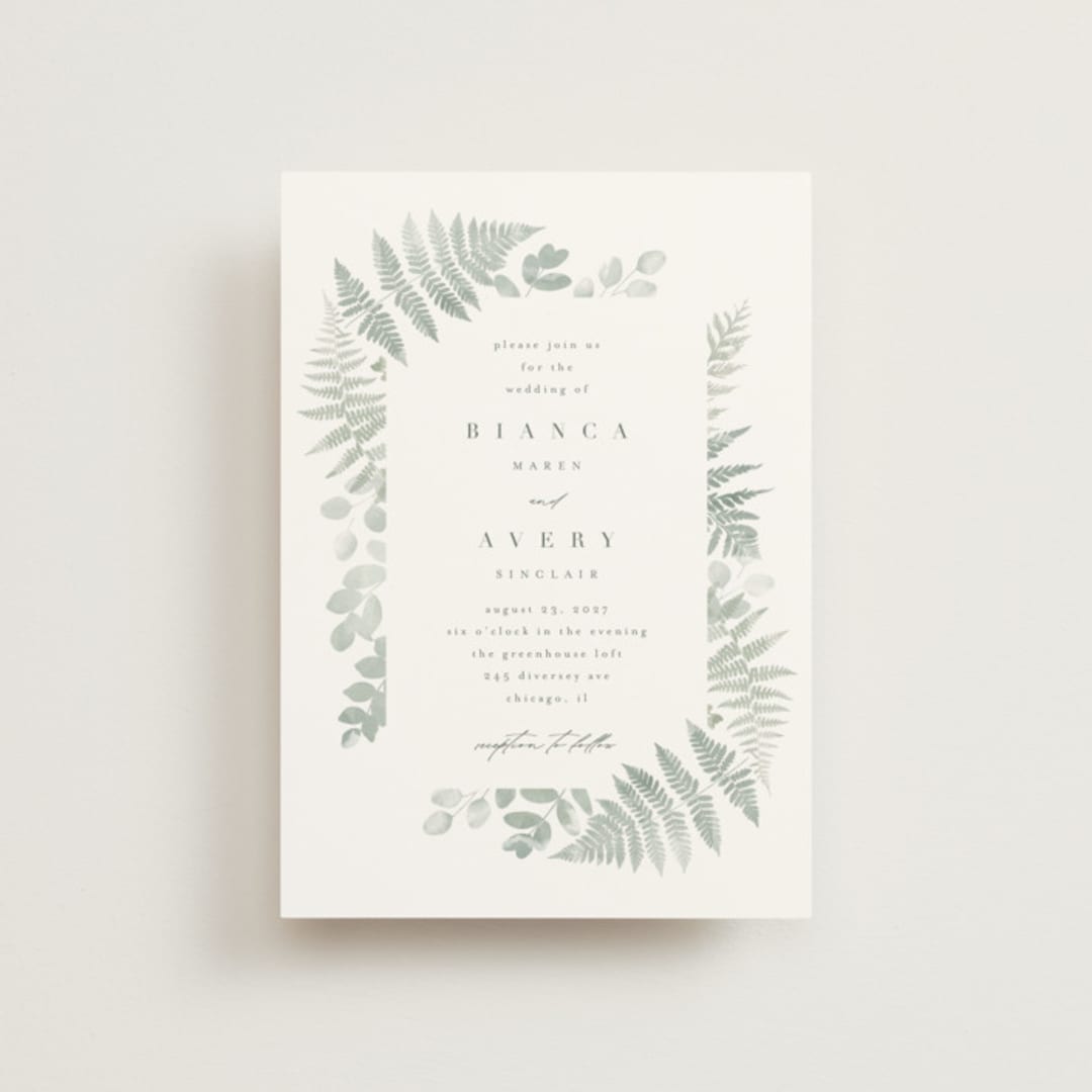 "Gilded Woodland" - Wedding Invitations in Fern by Kristie Kern - Front