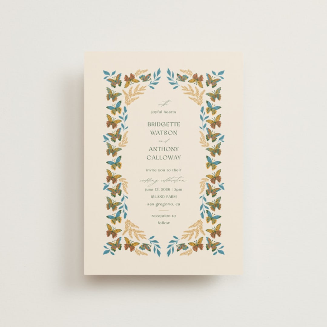 "Flutter" - Wedding Invitations in Sunset by Jen Owens - Front
