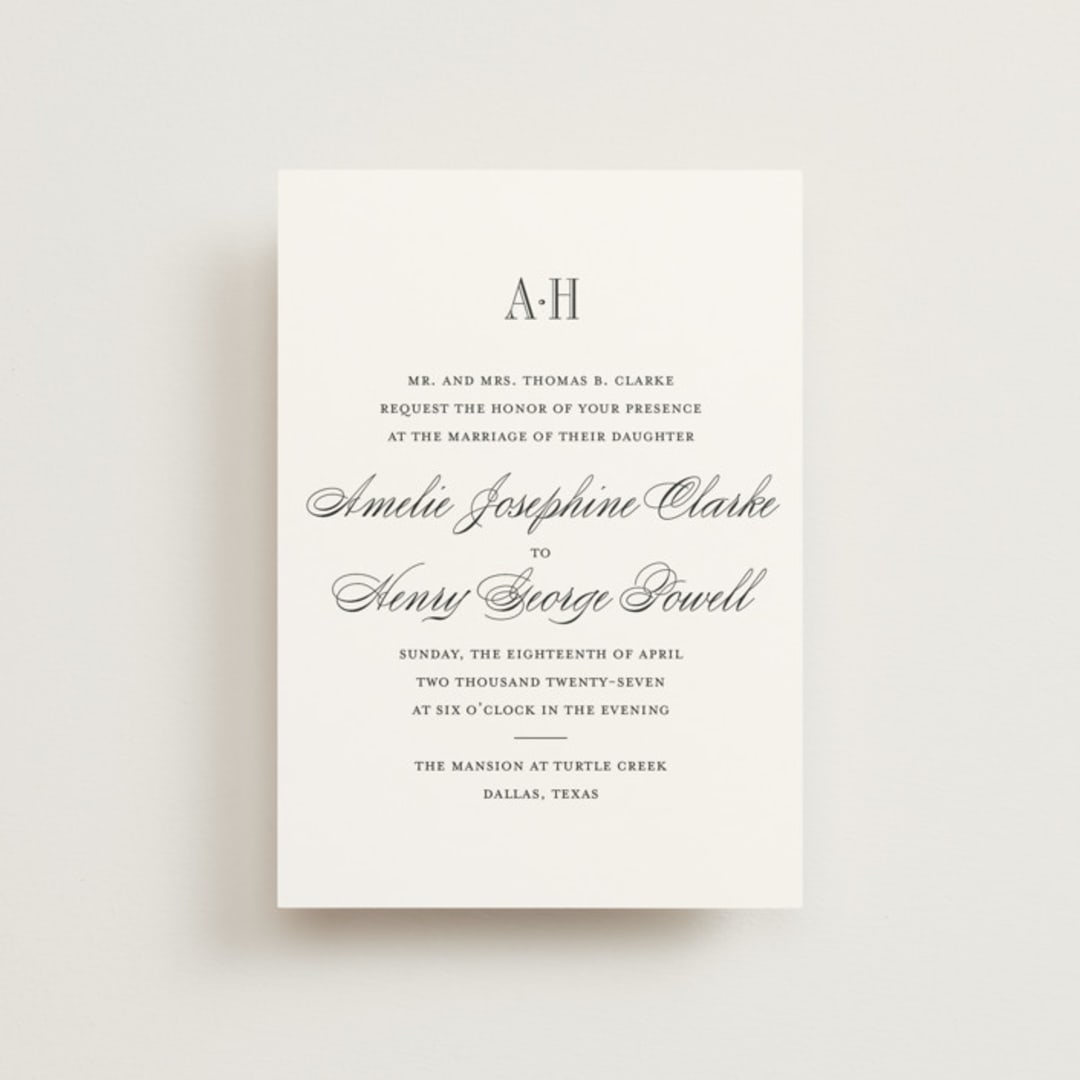 "Hepburn" - Wedding Invitations in Tuxedo by Megan Davis - Front