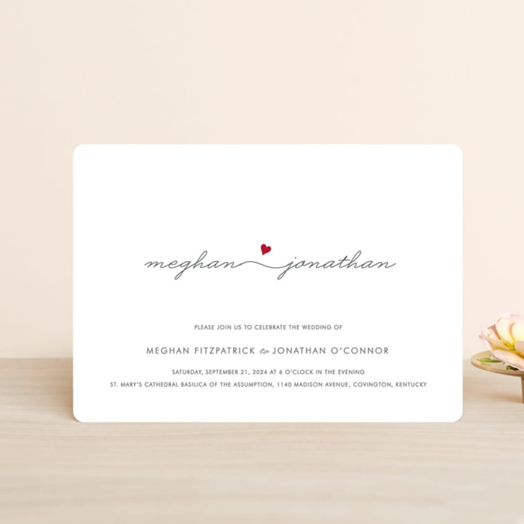 "Love Connection" - Wedding Invitations in Red Hot by Kim Dietrich Elam - Front