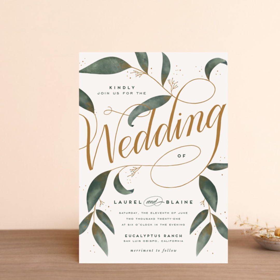 "Love Grows" - Wedding Invitations in Leaf by Leah Bisch - Front