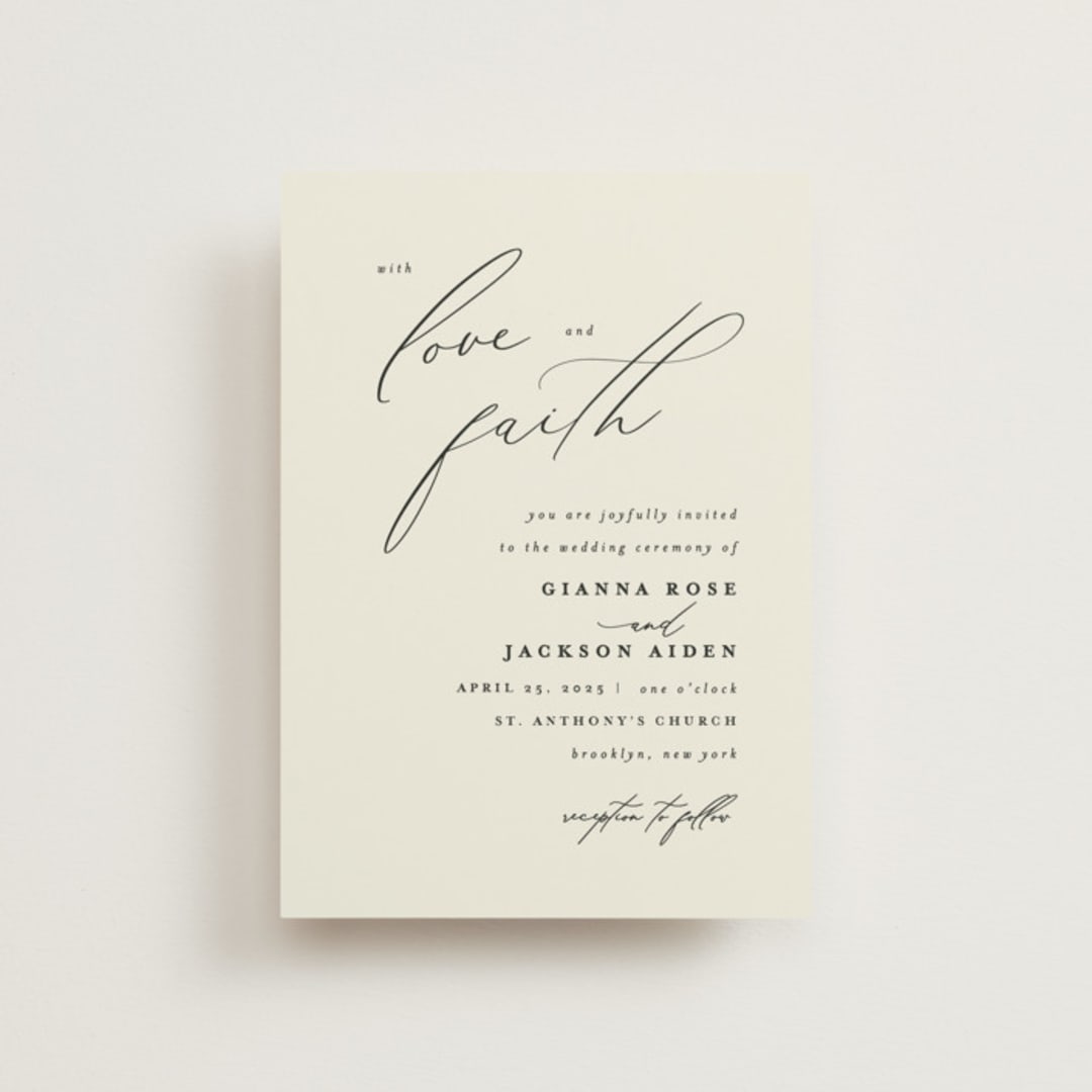 "Love and Faith" - Wedding Invitations in Vanilla by Louise Kay - Front