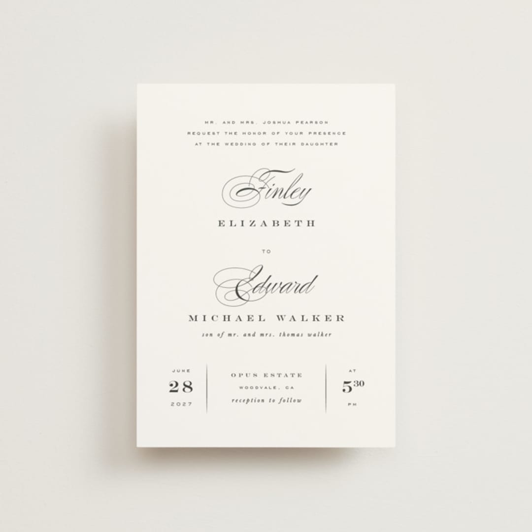 "Vow" - Wedding Invitations in Tuxedo by Leah Bisch - Front