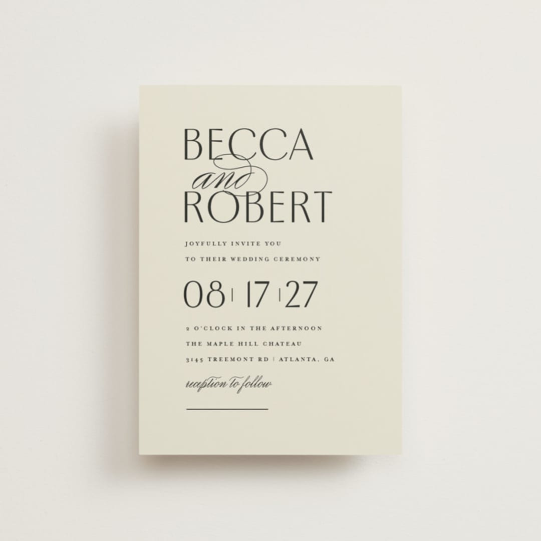 "Elegant Type" - Wedding Invitations in Cream by Louise Kay - Front