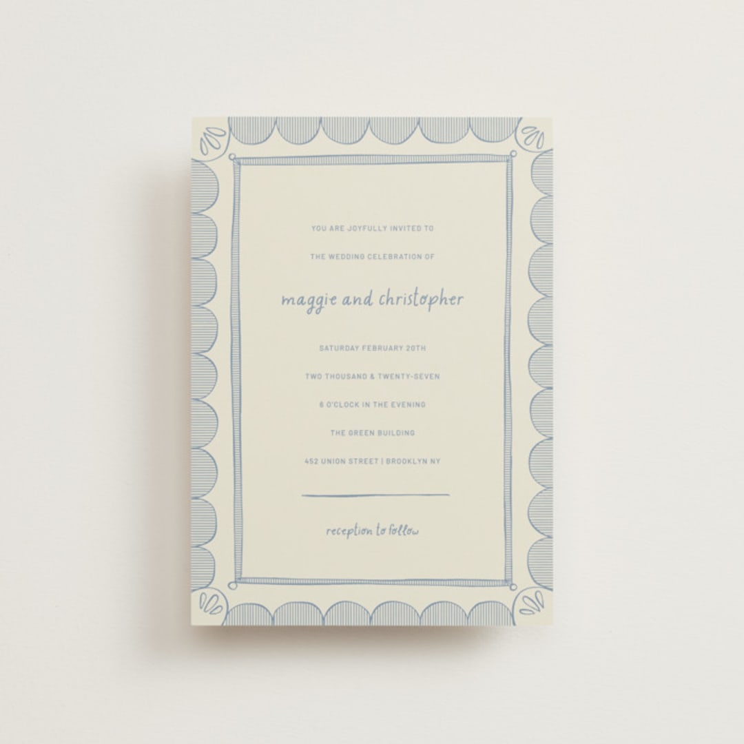 "Florence" - Wedding Invitations in Sky by Kelly Watkins - Front
