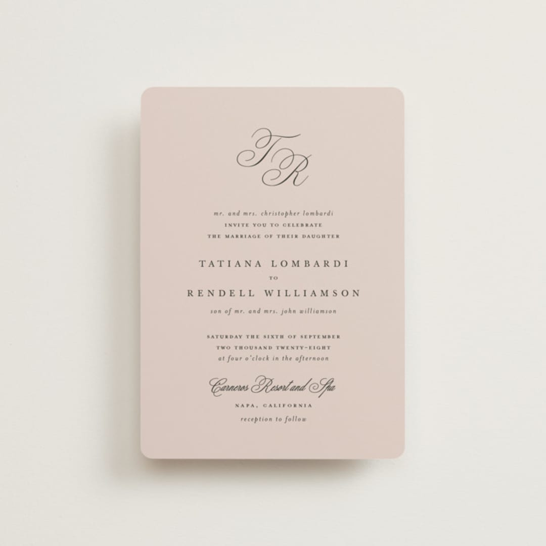 "Arch Monogram" - Wedding Invitations in Dusty Rose by Kelly Schmidt - Front