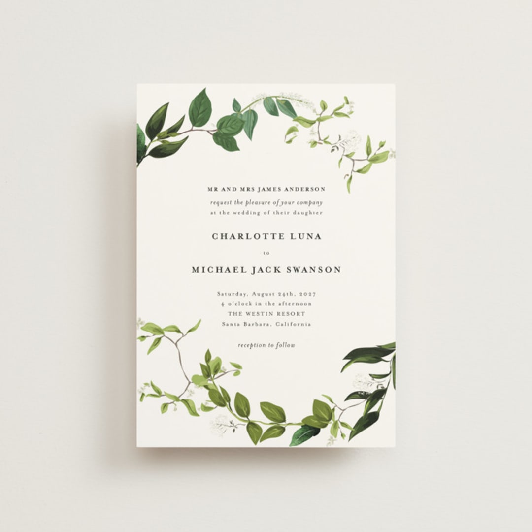 "Greenery" - Wedding Invitations in Fern by Susan Moyal - Front