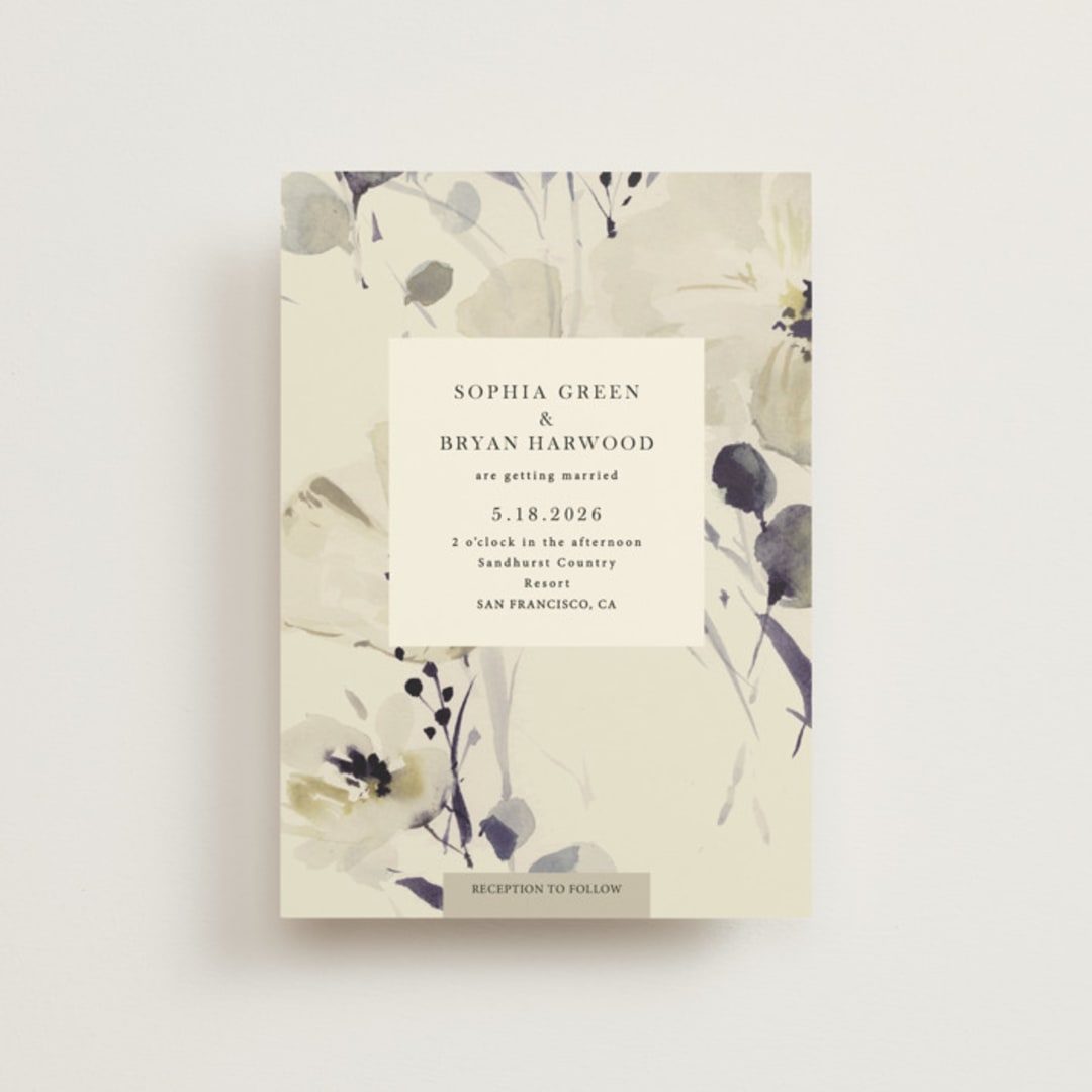 "Linen and Cloth" - Wedding Invitations in Almond by Peony Rose Design - Front