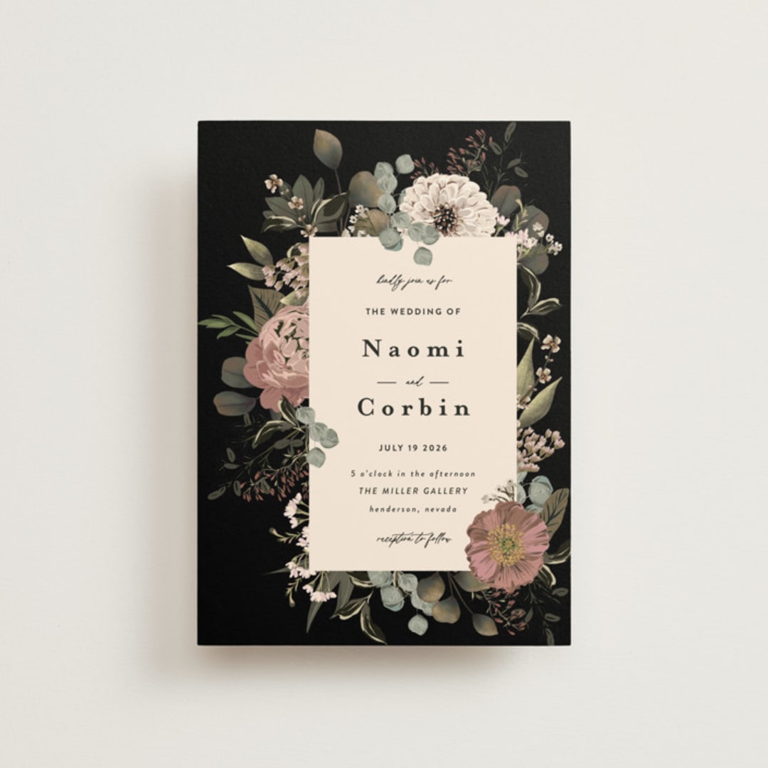 "Peonies & Sage" - Wedding Invitations in Fawn by Susan Moyal - Front