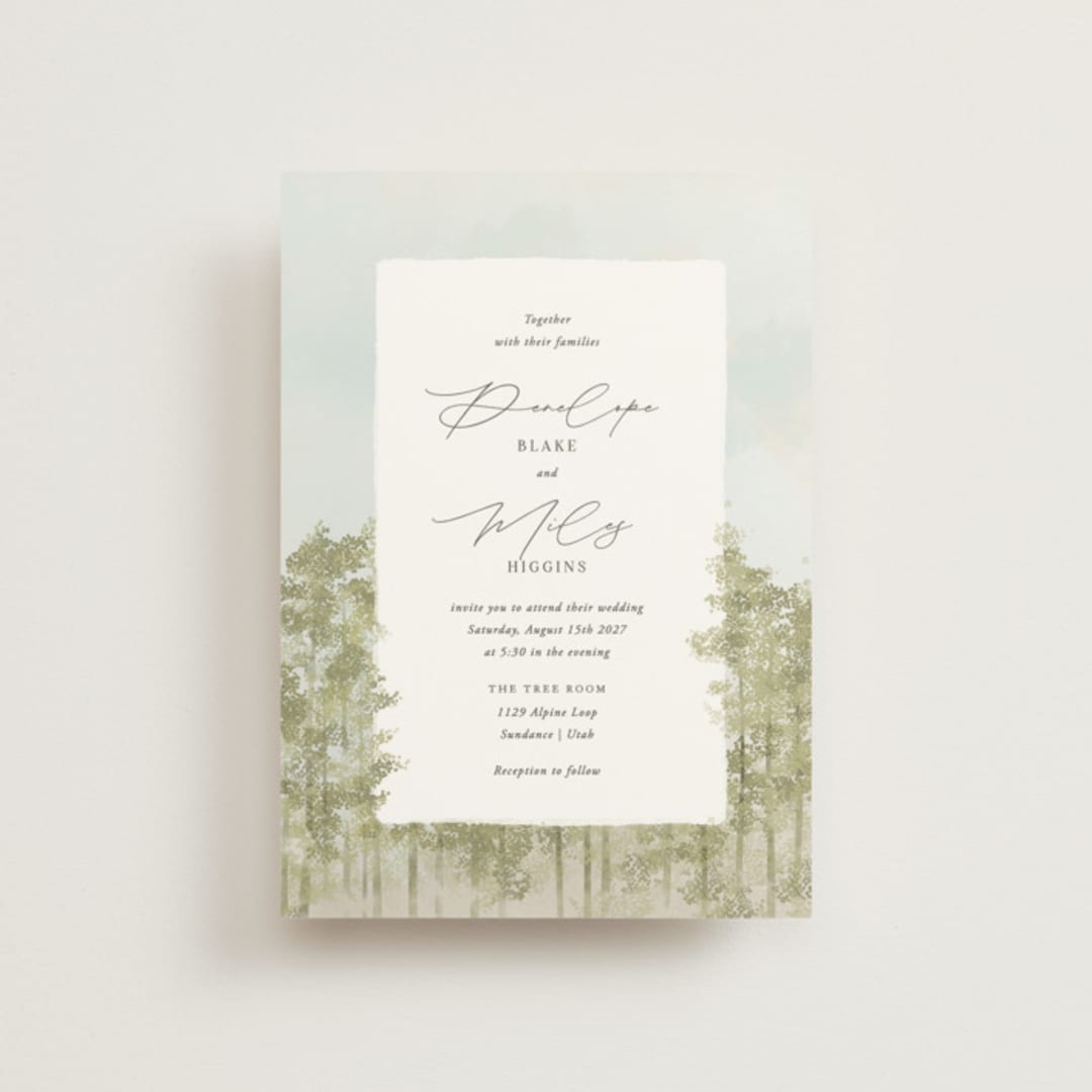 "Aspen" - Wedding Invitations in Lake by Robert and Stella - Front