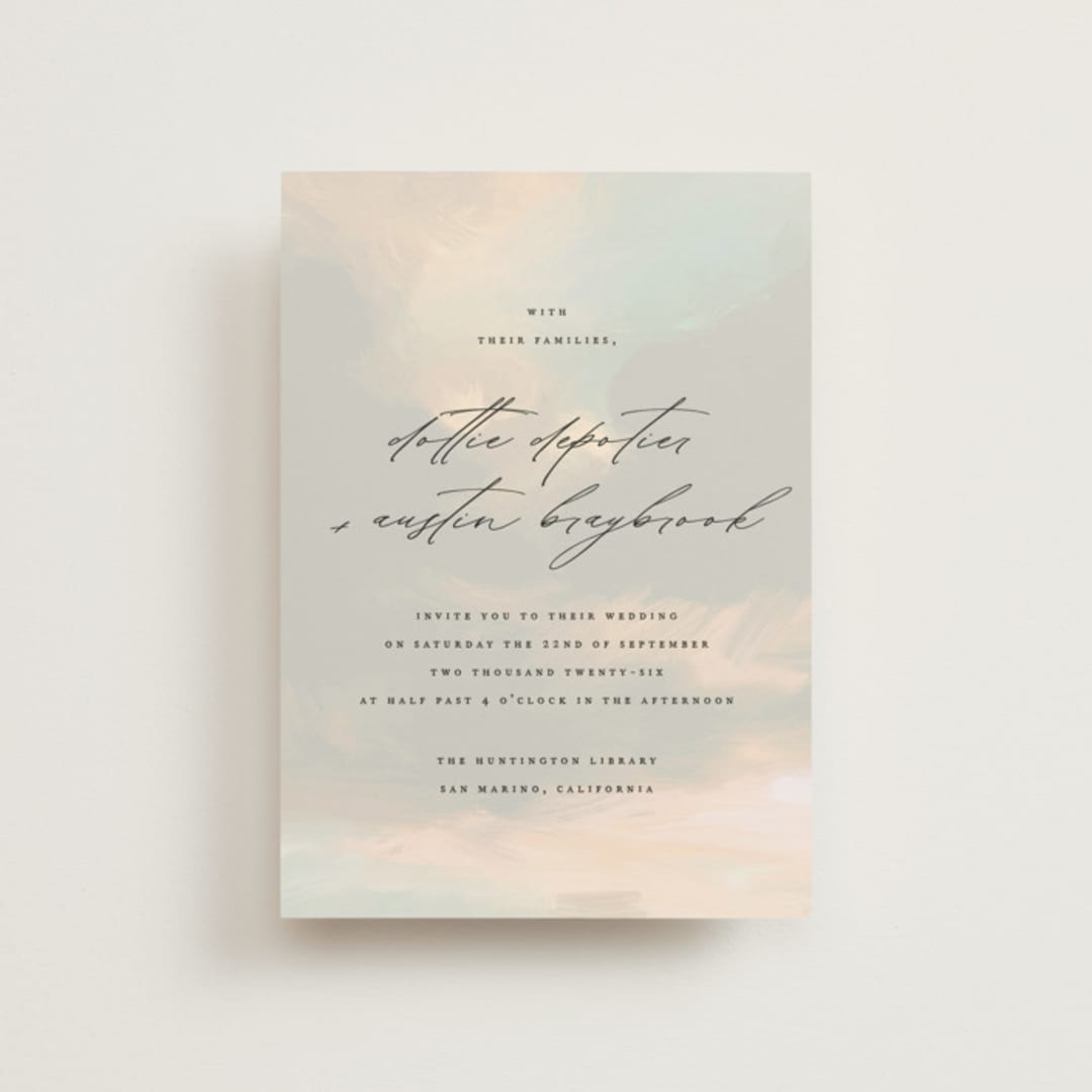 "Daybreak" - Wedding Invitations in Dove by Olivia Kanaley Inman - Front
