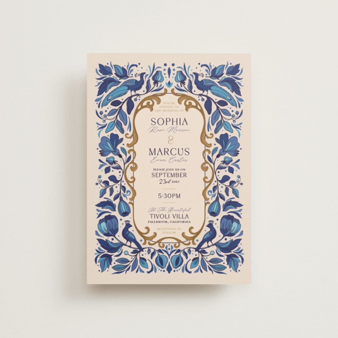 "Gilded" - Wedding Invitations in Cerulean by GeekInk Design - Front