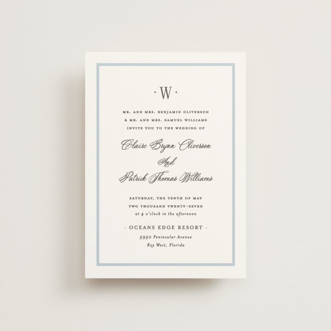 "Dotted Classic" - Wedding Invitations in Hydrangea by Carolyn MacLaren - Front