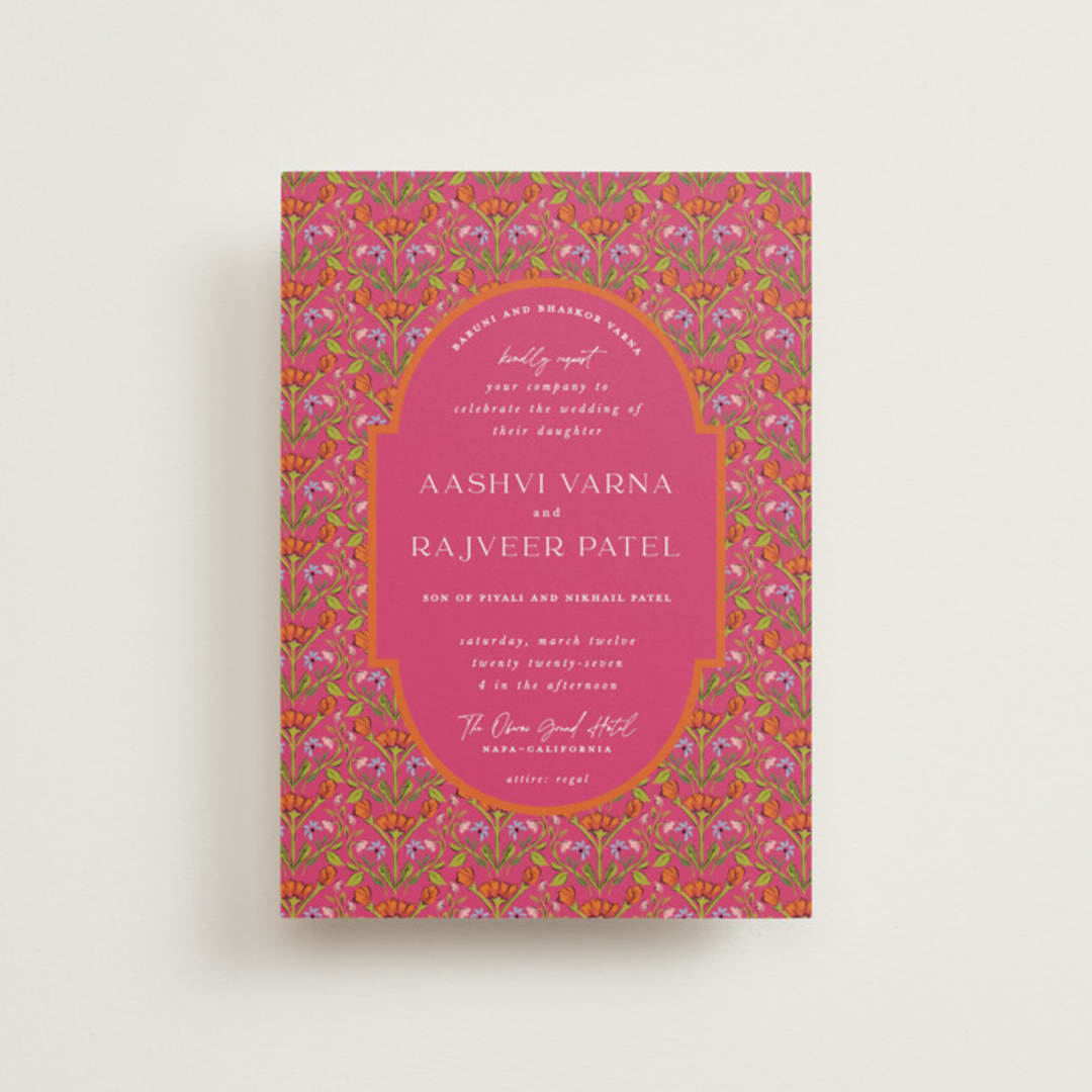 "Varna" - Wedding Invitations in Fuchsia by Pati Cascino - Front