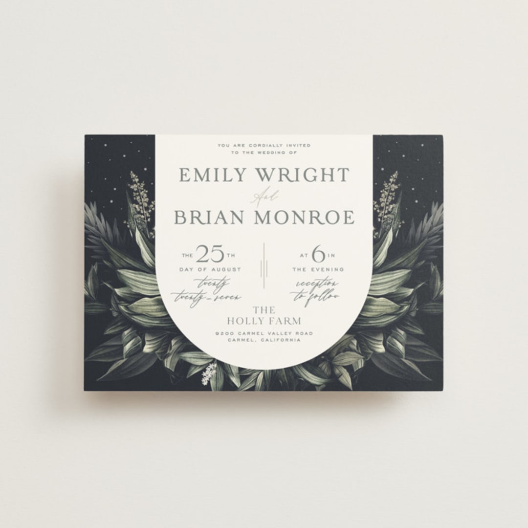 "Vintage Botanicals" - Wedding Invitations in Sage by GeekInk Design - Front