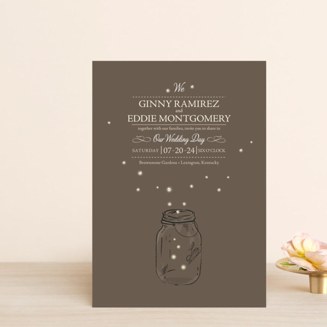 "Fireflies" - Wedding Invitations in Zuni Brown by Paige Rothhaar - Front