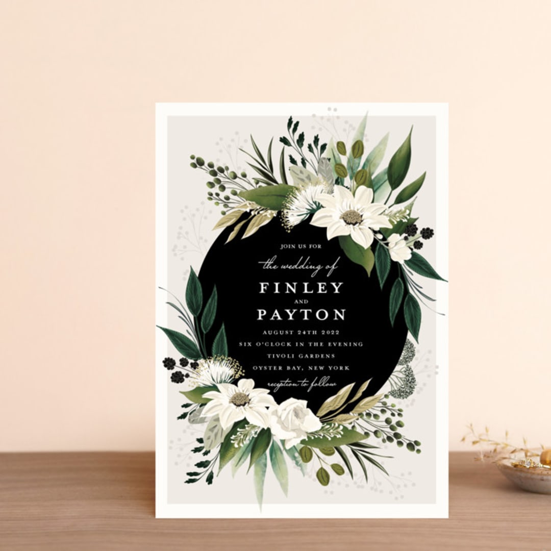 "Botanical Ring" - Wedding Invitations in Ivory by Susan Moyal - Front