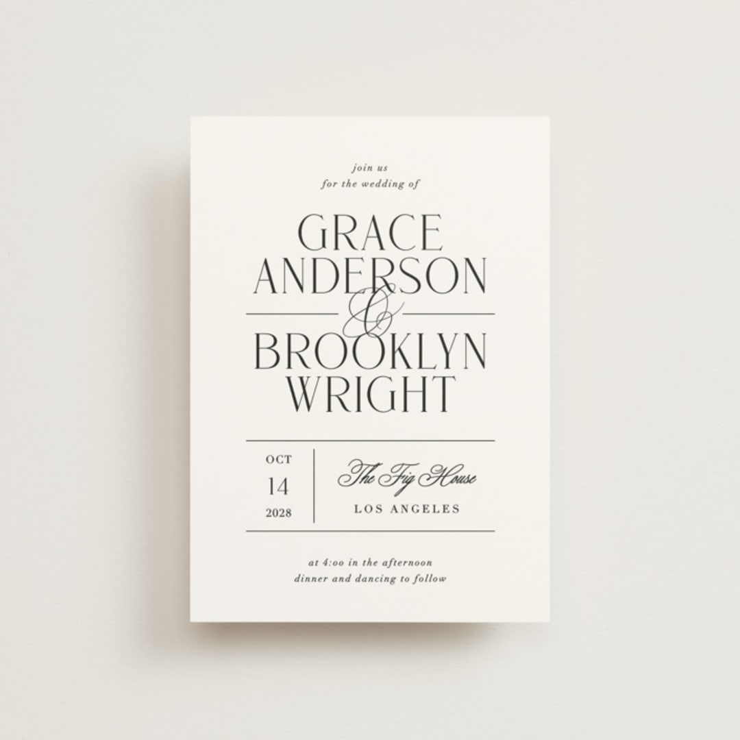 "Grand Scale" - Wedding Invitations in Caviar by Olivia Raufman - Front