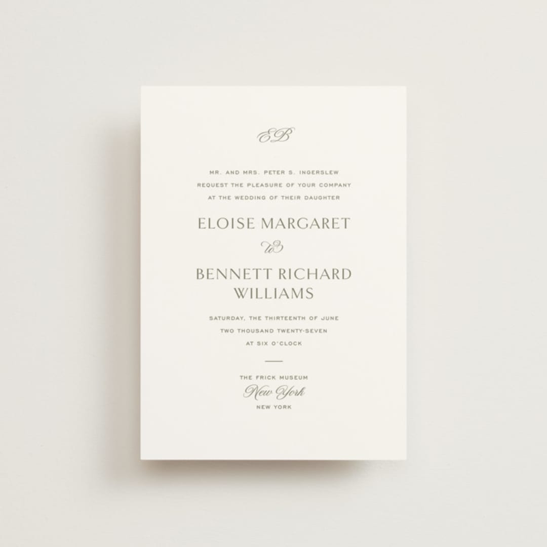 "Boulevard" - Wedding Invitations in Moss by Megan Davis - Front