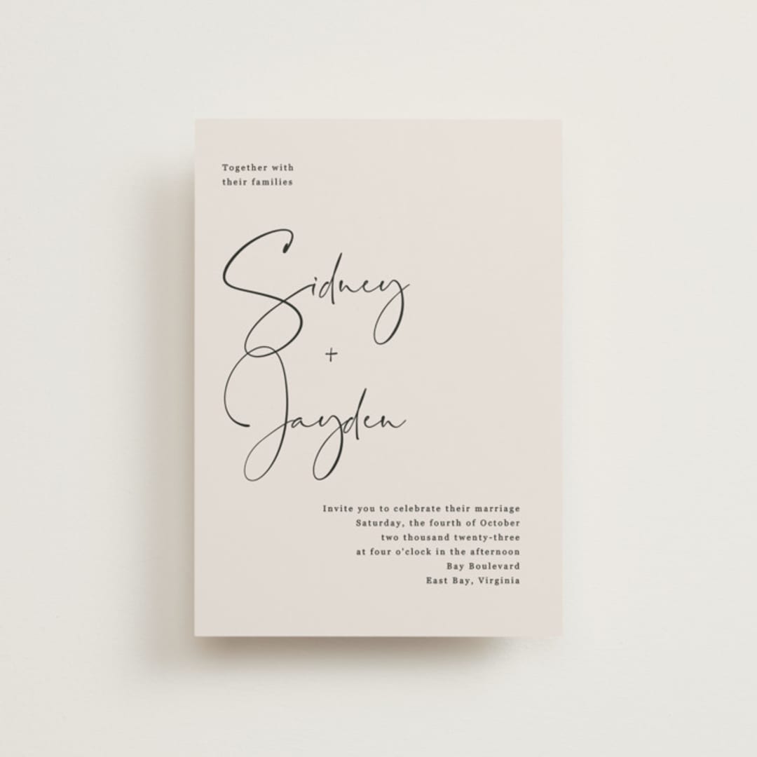 "stylist script" - Wedding Invitations in Ivory by Cass Loh - Front
