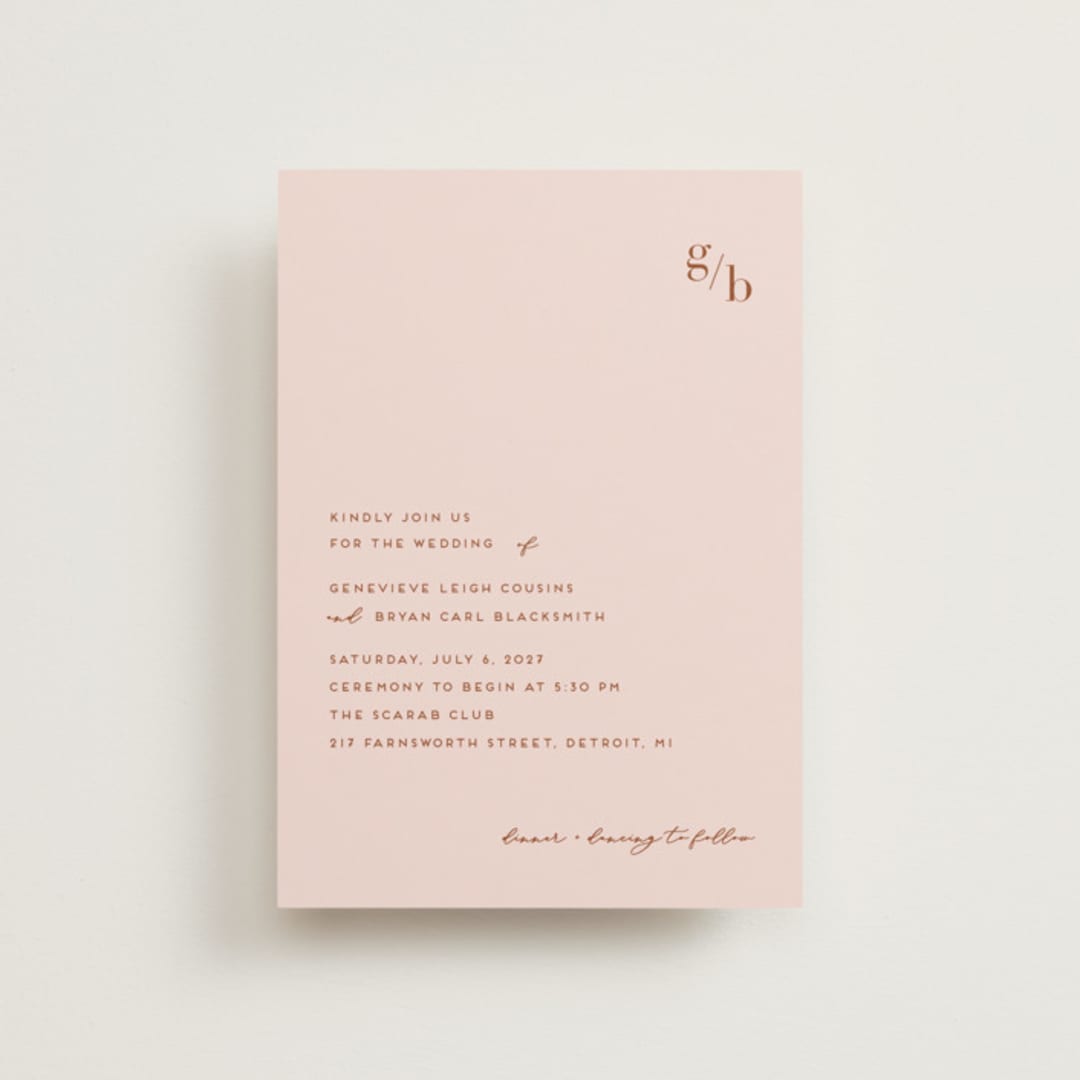 "Mod Initials" - Wedding Invitations in Rust by Genna Blackburn - Front