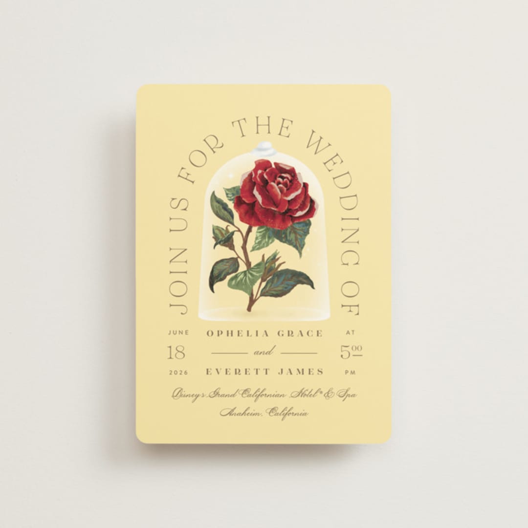 "Enchanted Rose from Disney's Beauty & The Beast" - Wedding Invitations in Mimosa by Leah Bisch - Front