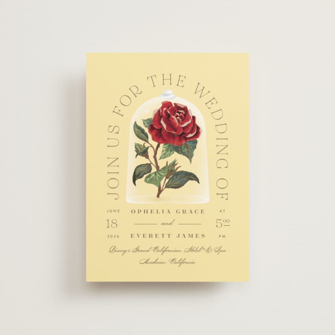 "Enchanted Rose from Disney's Beauty & The Beast" - Wedding Invitations in Mimosa by Leah Bisch - Front
