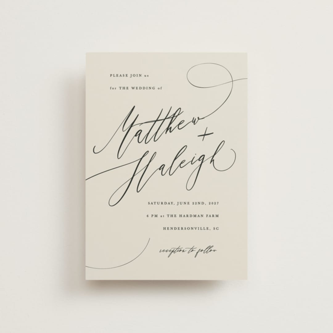 "Tilted Script" - Wedding Invitations in Ivory by Hannah Williams - Front