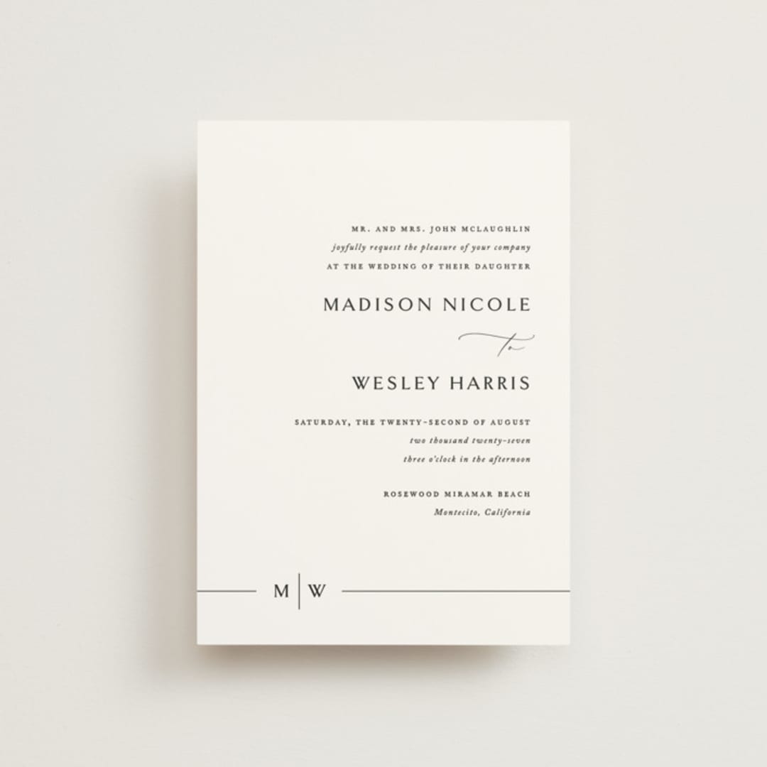 "Align" - Wedding Invitations in Cotton by Jennifer Postorino - Front