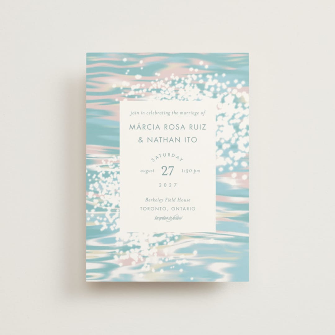"Glisten" - Wedding Invitations in Rose Quartz by Sam Dubeau - Front