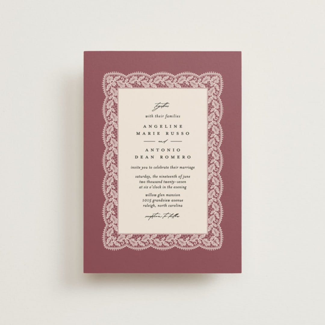 "Chantilly" - Wedding Invitations in Mauve by Erica Krystek - Front
