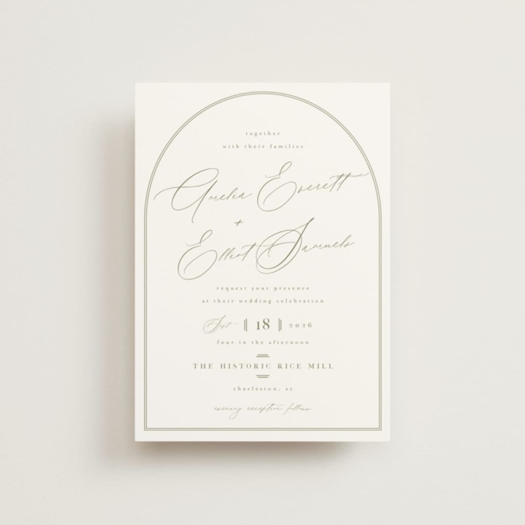 "Amelia" - Wedding Invitations in Olive by Kristie Kern - Front