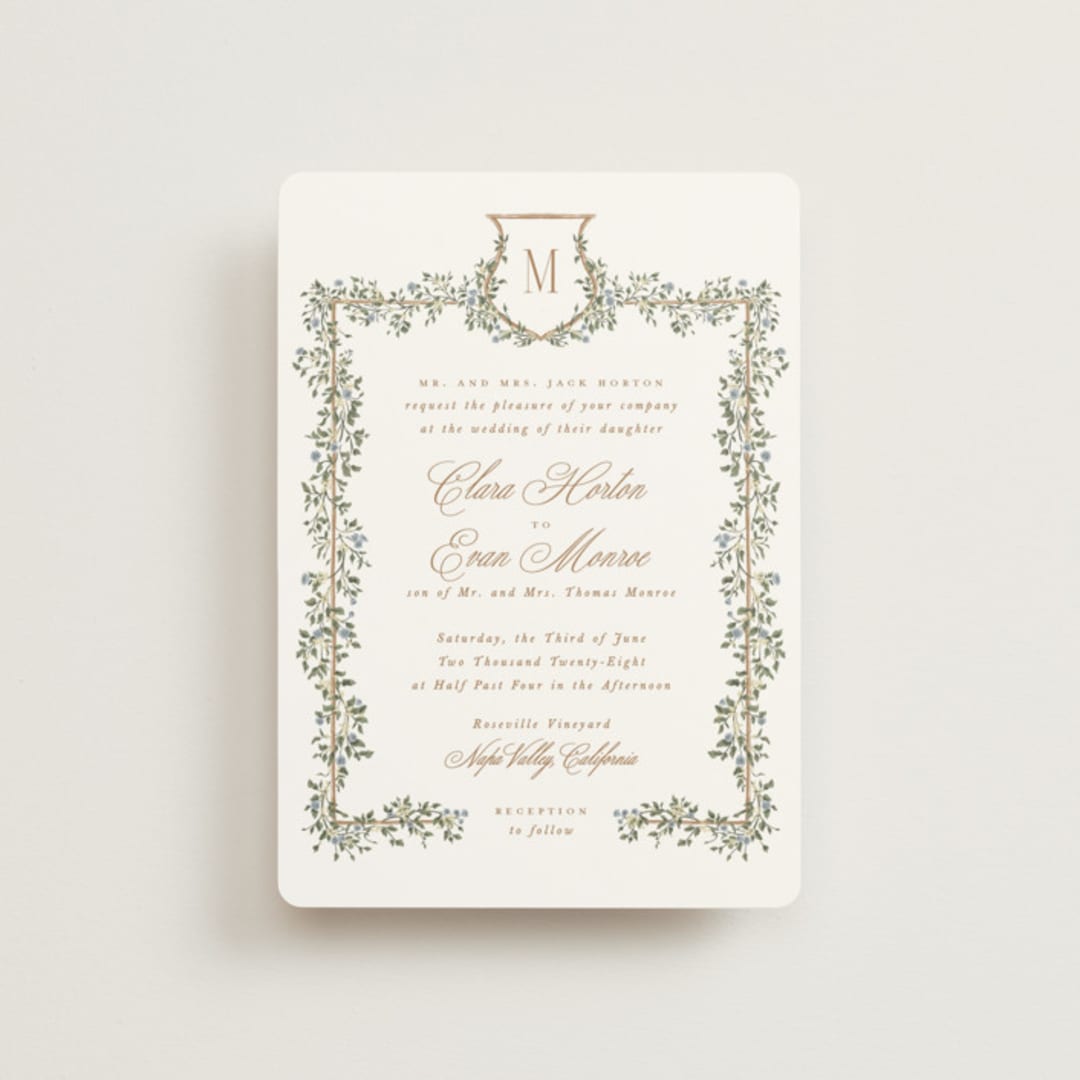 "Arbour" - Wedding Invitations in Lake by Leah Bisch - Front