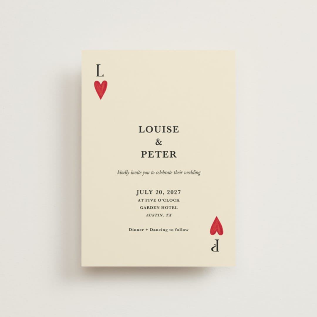 "Red Hearts" - Wedding Invitations in Champagne by Helena Vitto - Front