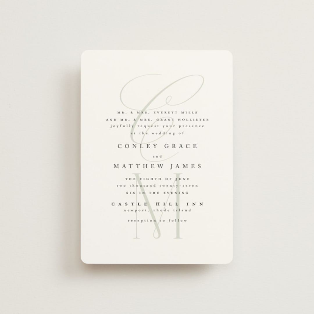 "Conley" - Wedding Invitations in Leaf by Kristie Kern - Front