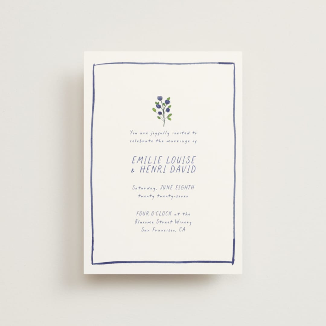 "Blue Bells" - Wedding Invitations in Cornflower by Mere Paper - Front