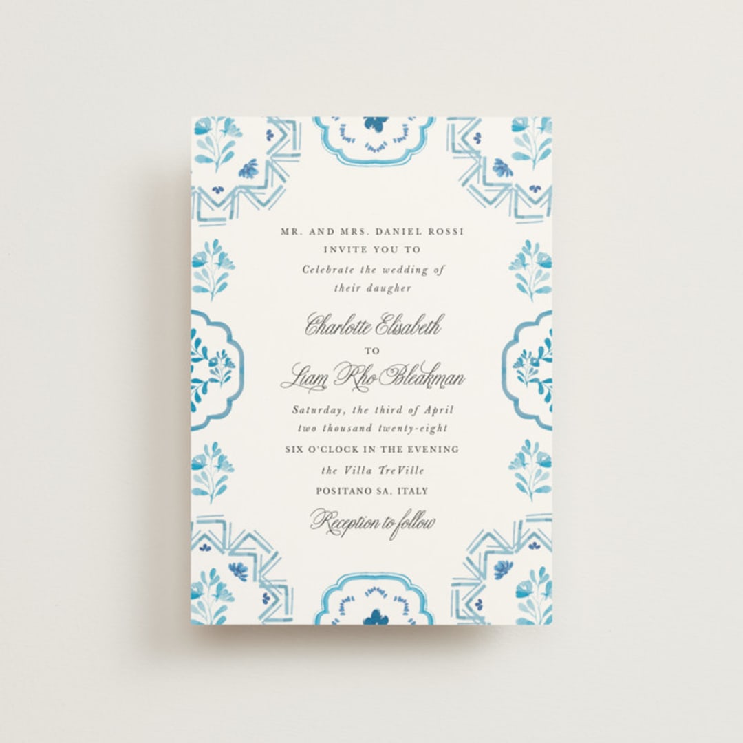 "Almafi" - Wedding Invitations in Cerulean by Itsy Belle Studio - Front