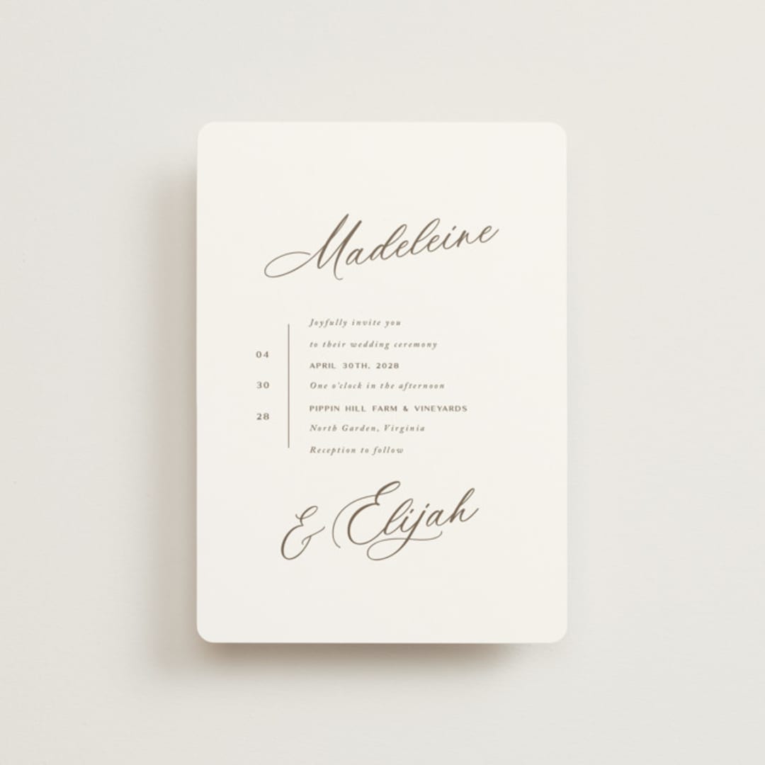 "Whimsy" - Wedding Invitations in Latte by Cara Scott - Front