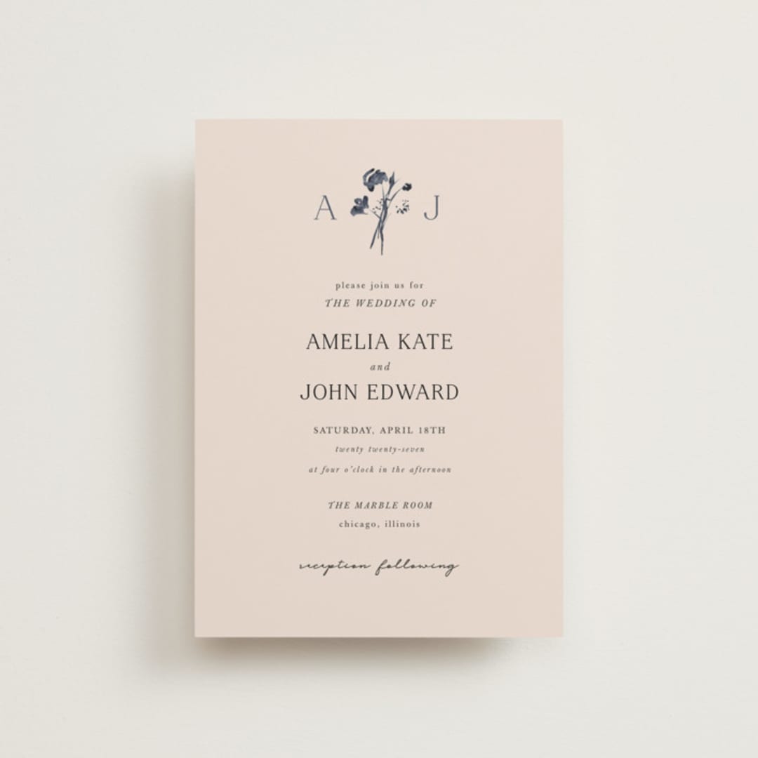 "Floral Monogram" - Wedding Invitations in Champagne by Lindsay Megahed - Front