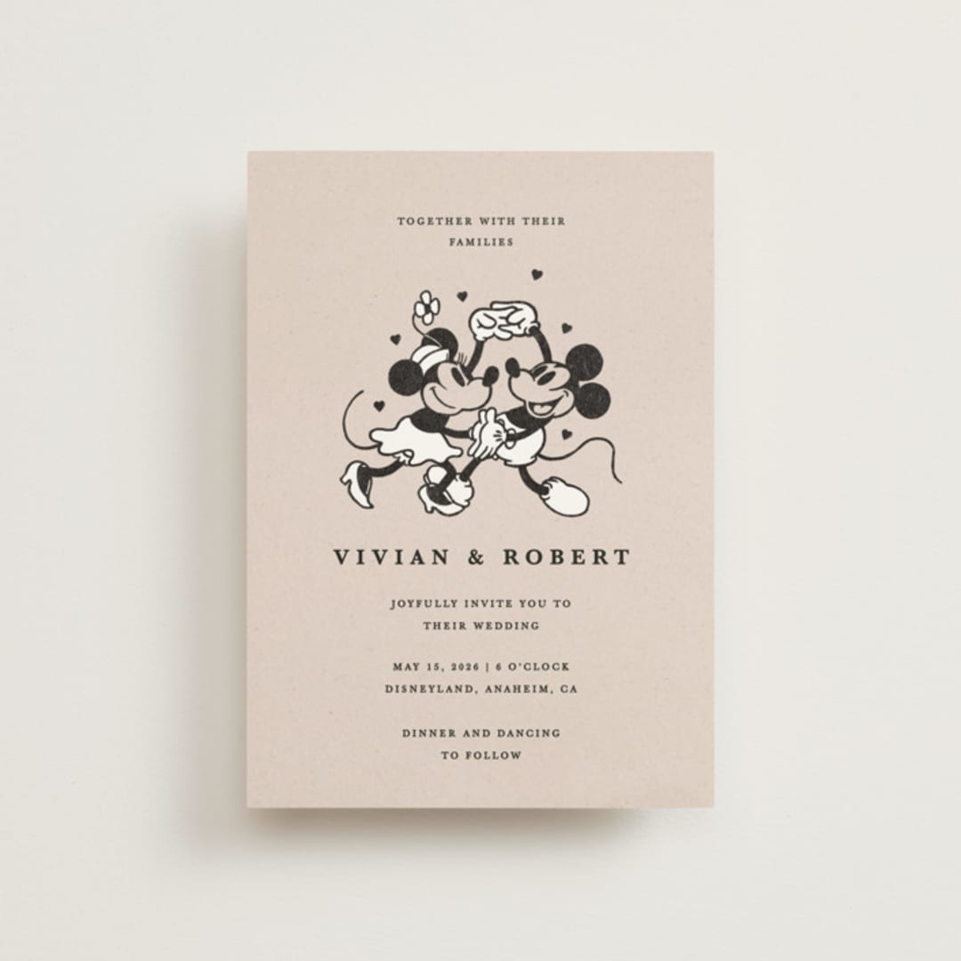 "Disney's Retro Mickey Mouse and Minnie Mouse" - Wedding Invitations in Retro by Sumak Studio - Front
