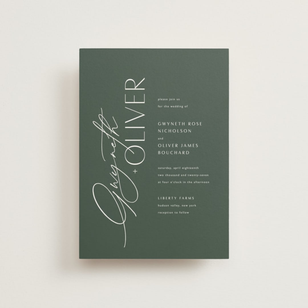 "Flip" - Wedding Invitations in Forest by Kelly Schmidt - Front