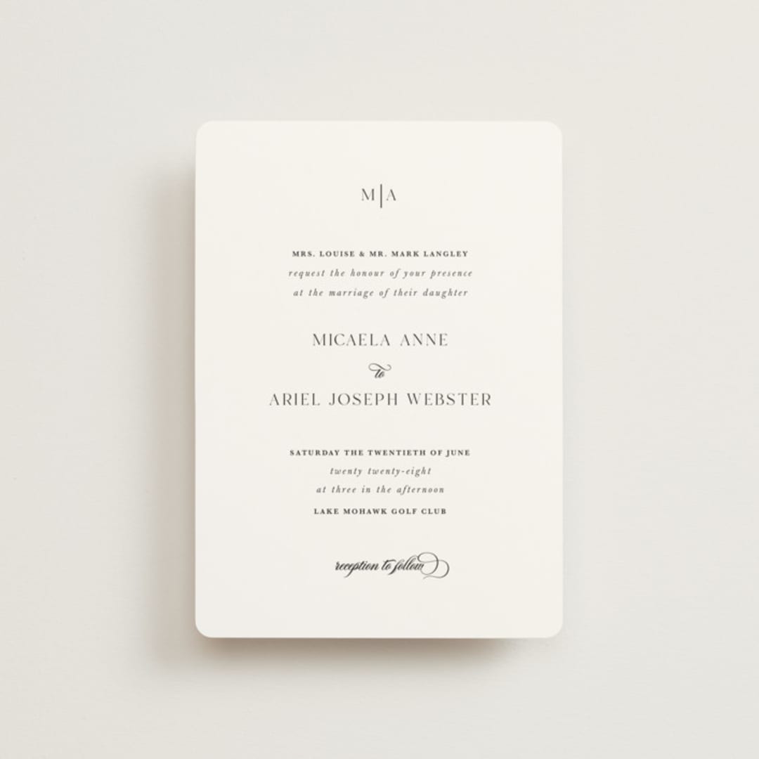 "Classic & Timeless" - Wedding Invitations in Obsidian by Lucrecia Caporale - Front