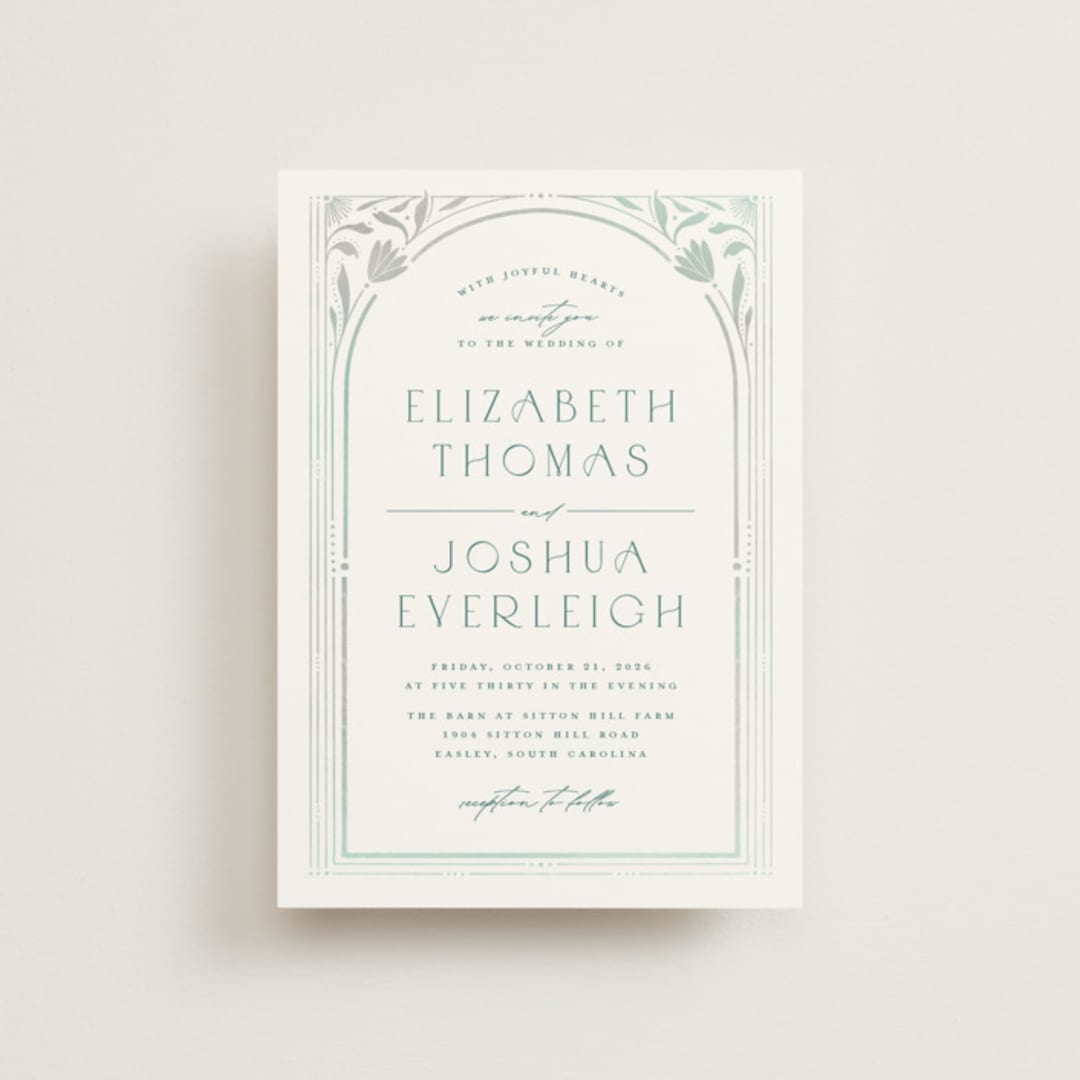 "Nouveau Frame" - Wedding Invitations in Seafoam by Ashley DeMeyere - Front