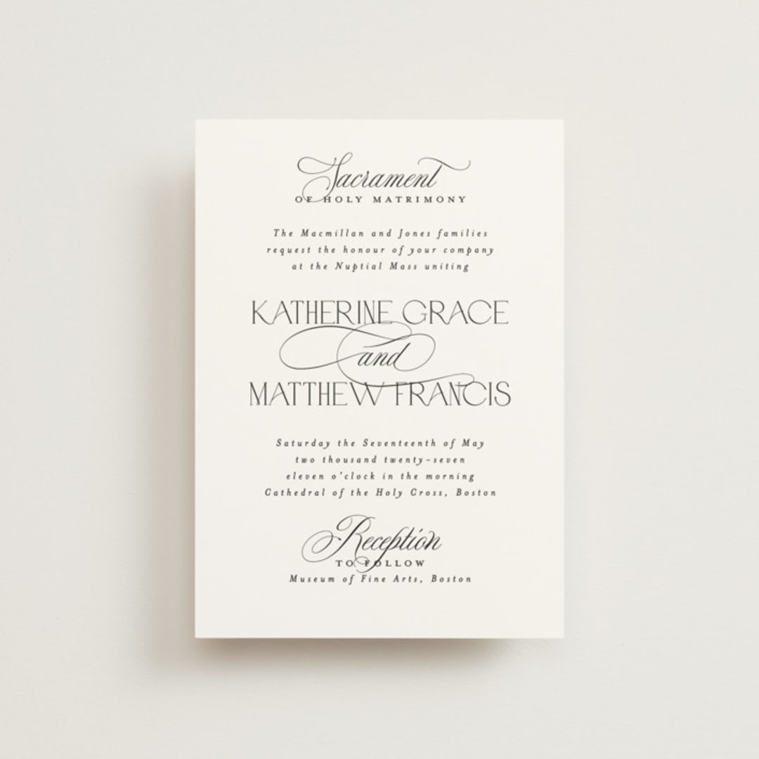 "Sacrament" - Wedding Invitations in Cloud by Heather Cairl - Front