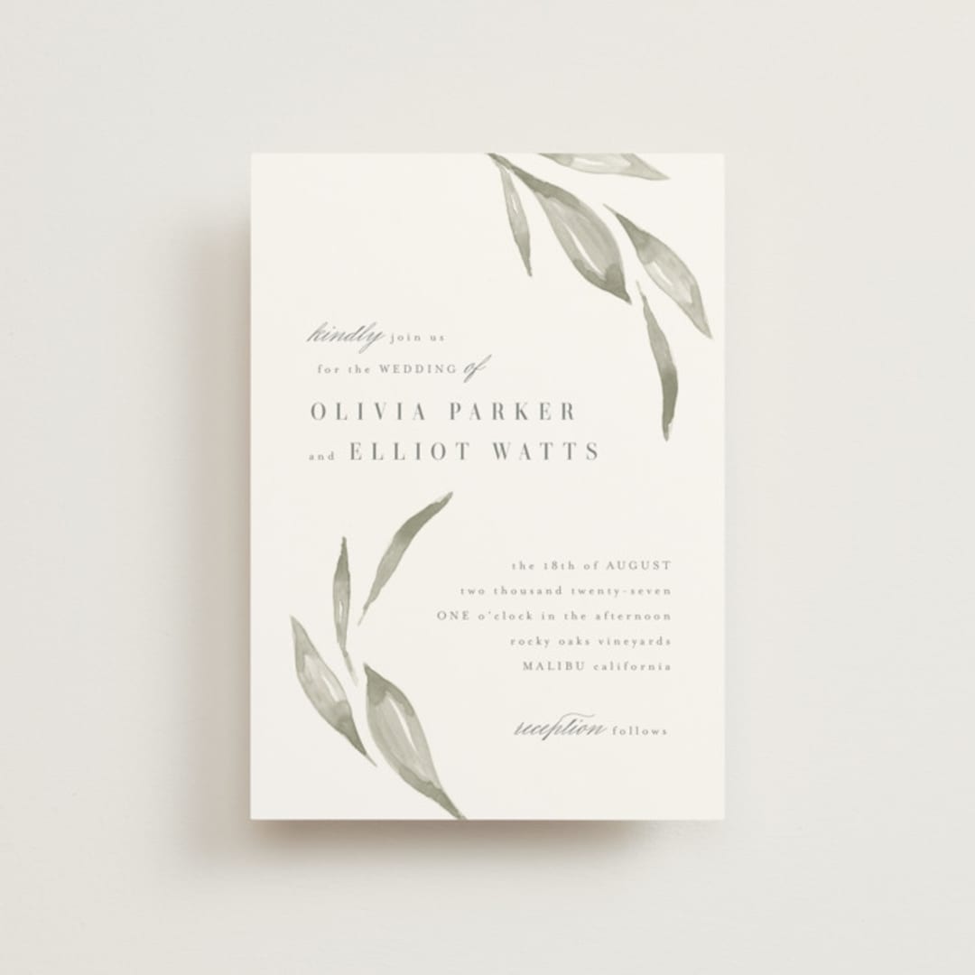 "Whispered Leaves" - Wedding Invitations in Leaf by Kristie Kern - Front