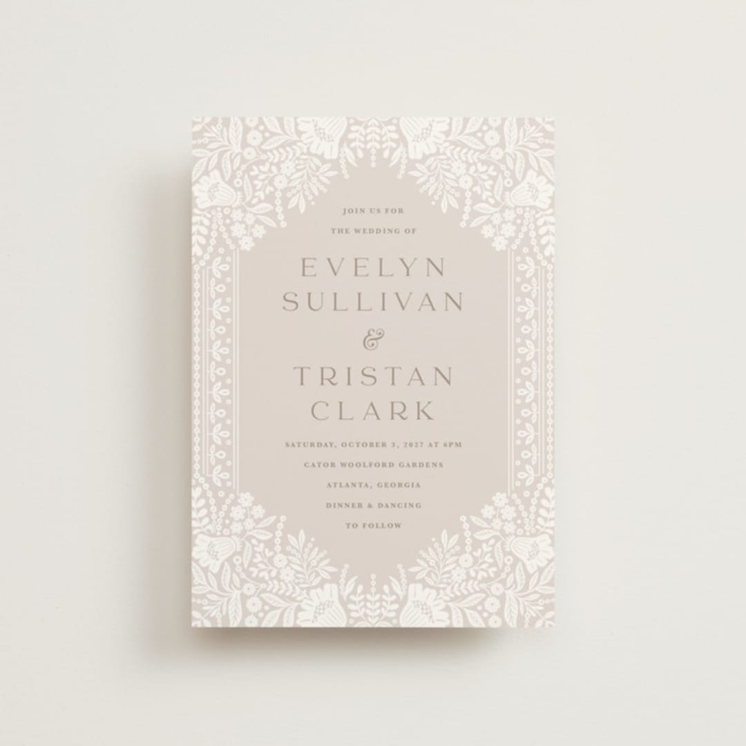 "Lace Trim" - Wedding Invitations in Cream by Kristen Smith - Front