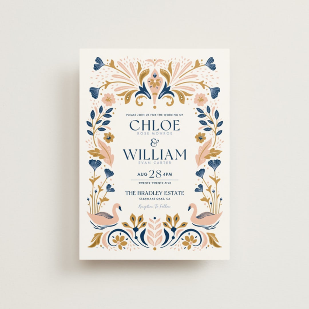 "modern folk" - Wedding Invitations in Blush by GeekInk Design - Front