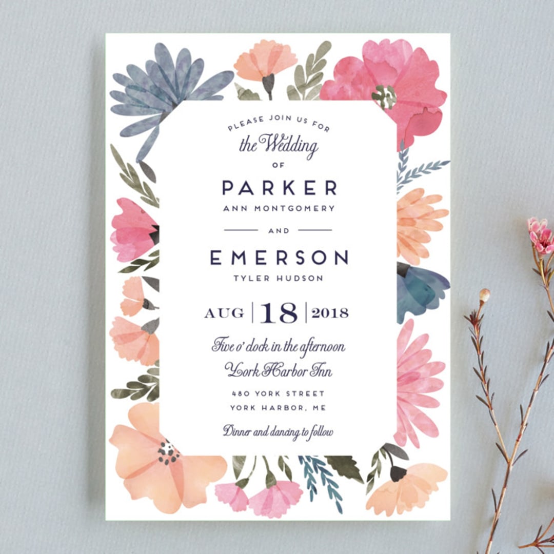 "Romantic Watercolor Flora" - Wedding Invitations in Dhalia by Petra Kern - Front
