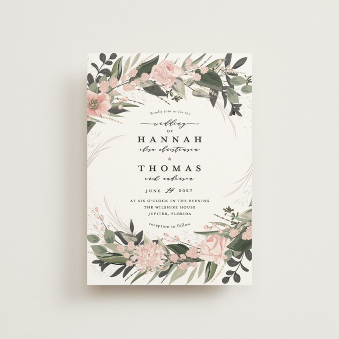 "Ivory Ring" - Wedding Invitations in Blush by Susan Moyal - Front