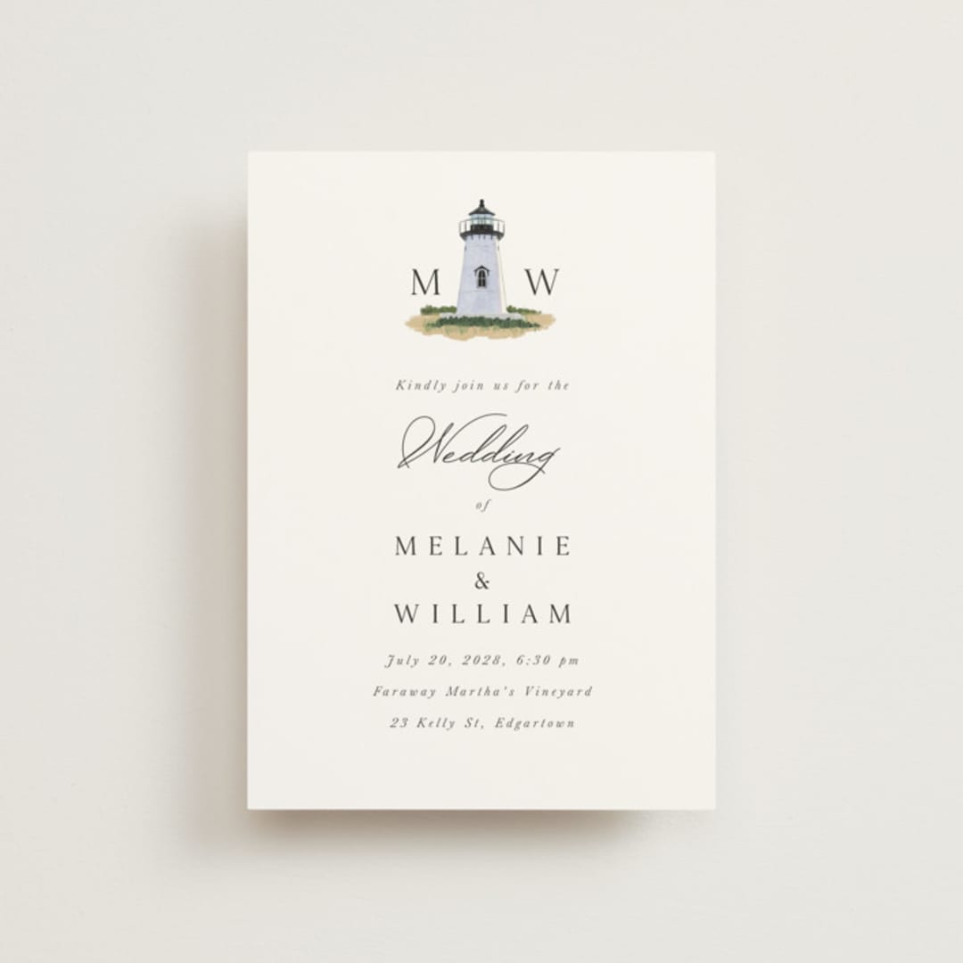 "East Coast Lighthouse" - Wedding Invitations in Snow by Becky Nimoy - Front